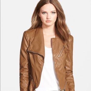 Blank NYC Faux Leather Jacket Brown Cognac